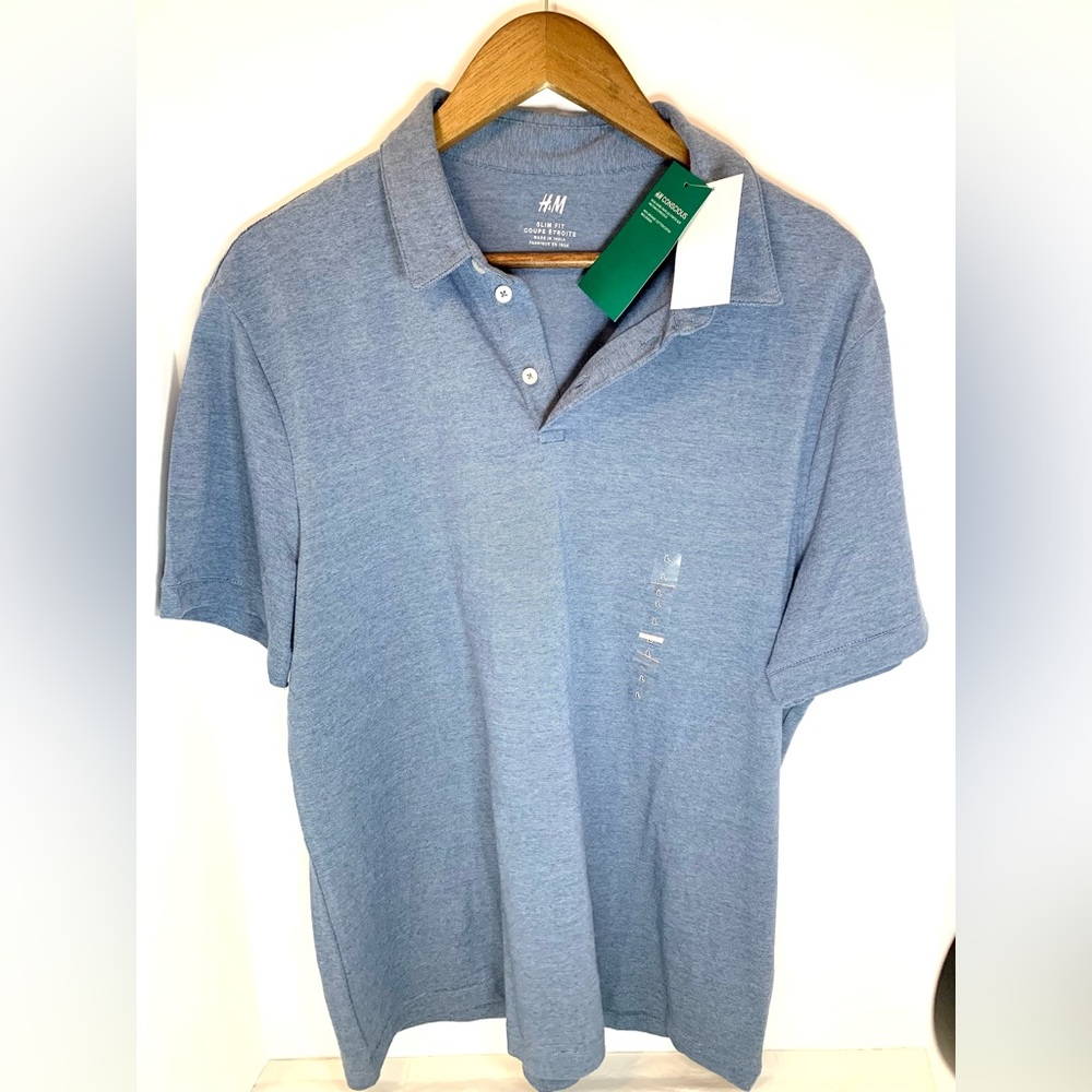 NWT H&M Men’s Blue Polo Shirt Size Large